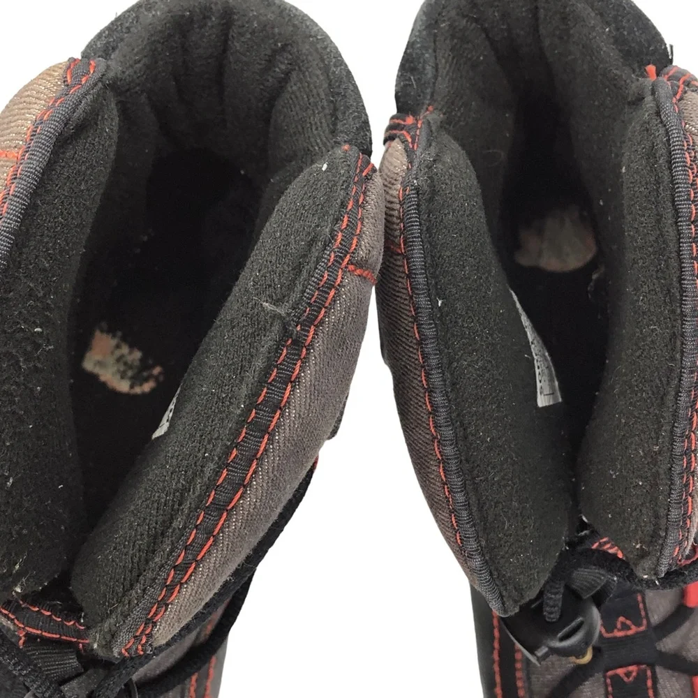 SOREL Sneaky Pete KID'S Size 3 Black Sail Red Leather WINTER Ankle Snow Boots